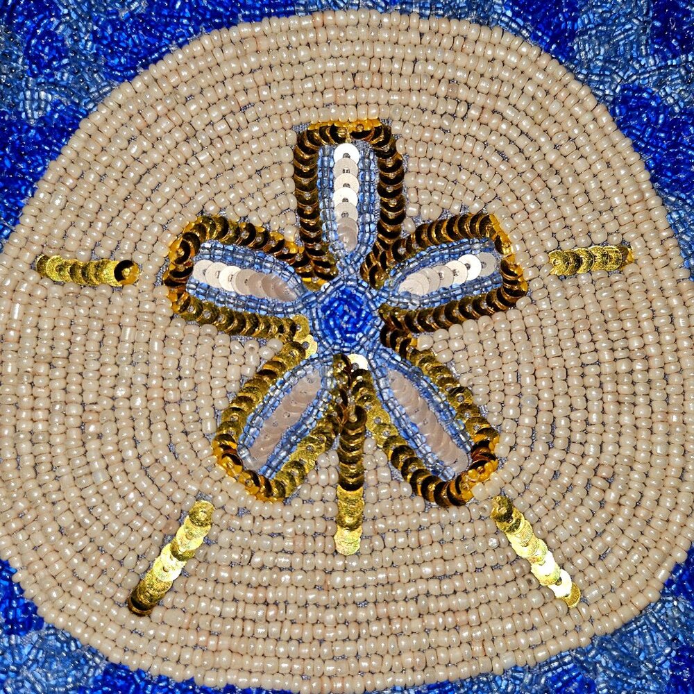 Bamboo Trading Company Sand Dollar Beaded Crossbody or Wristlet Bag - Picture 3 of 10